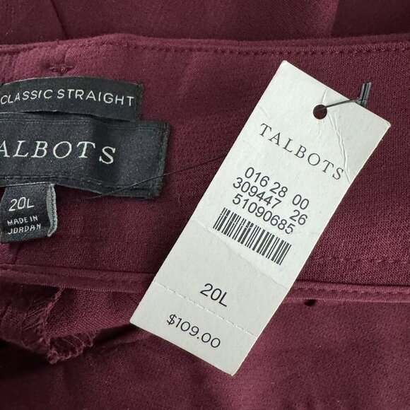 Talbots Classic Straight Pants Womens 20L‎ Burgundy Cotton Spandex NWT PT-2300 - Picture 8 of 10